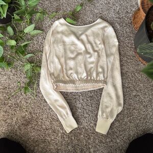 Cream Long Sleeve blouse crop top